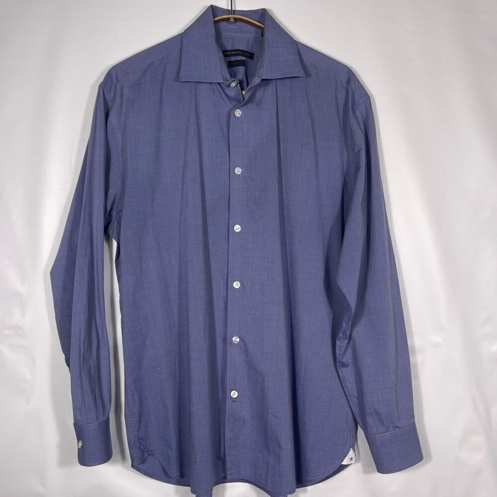 John Varvatos Blue USA Modern Slim Fit Long Sleeve Button Up Shirt Size 16